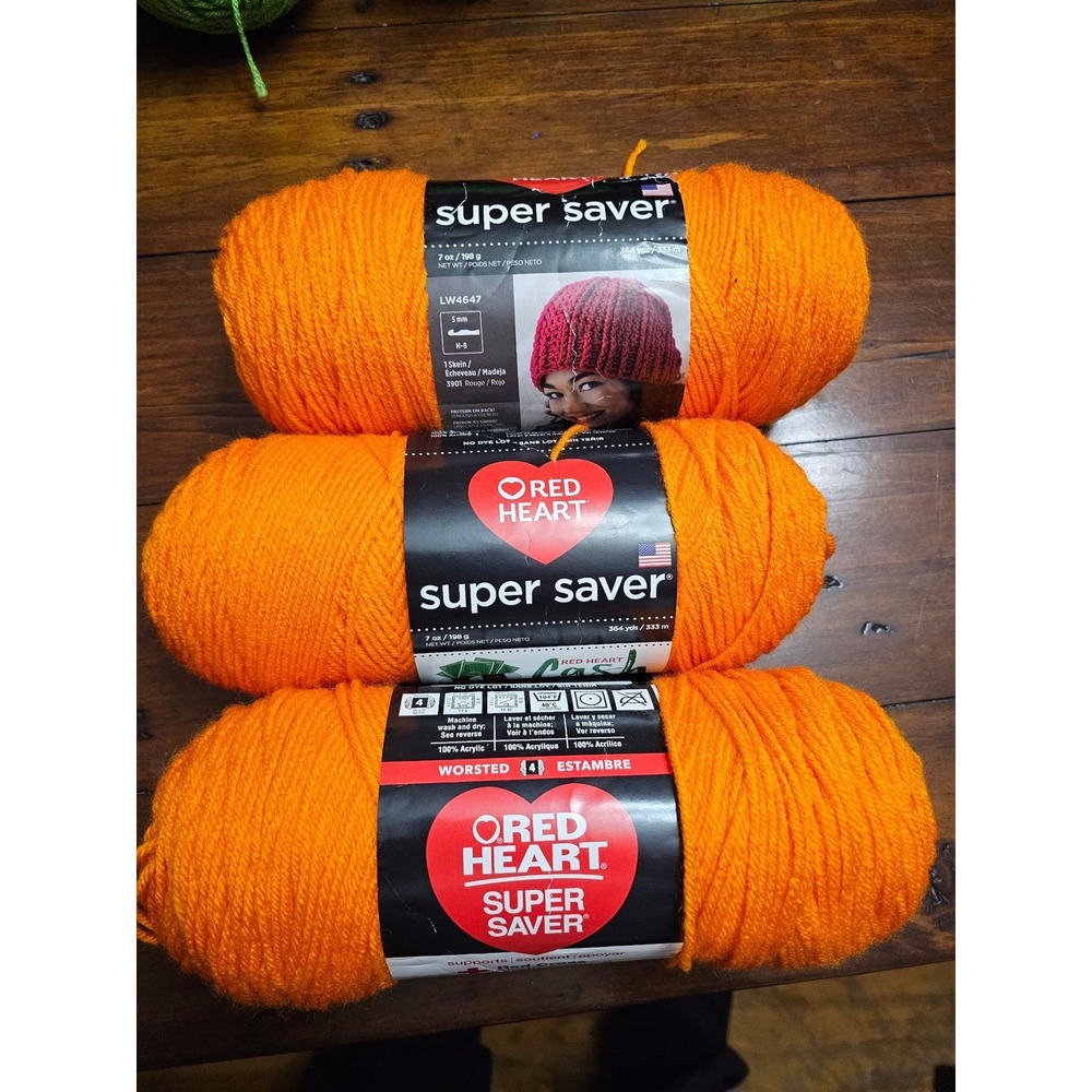 Red Heart‎ Super Saver Yarn Pumpkin Orange Worsted Acrylic 364 Yards LW2442